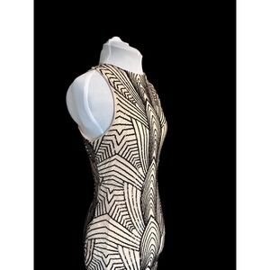 Lovely Day Black Sequin Art Deco Sheath Dress M Midi Gown Evening Party